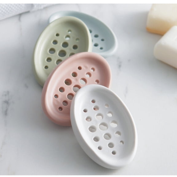DEEPCRAFF Soap Box With Drain Silicone Oval Shape Drainage For Shower Kitchen 1Pack