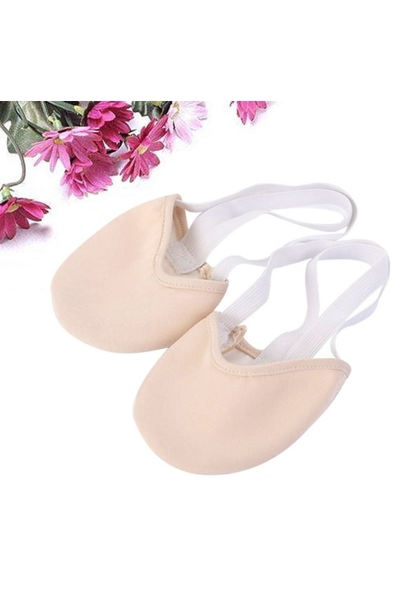 Beige Ballet Shoe Canvas Half Sole with Stitched Patch and Stretch Canvas