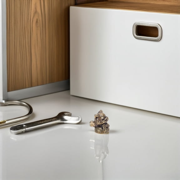 DEEPCRAFF Brass Cat Cabinet Knobs with Oxidation-Resistant Finish, Ideal for Kitchen and Home Drawer Pulls