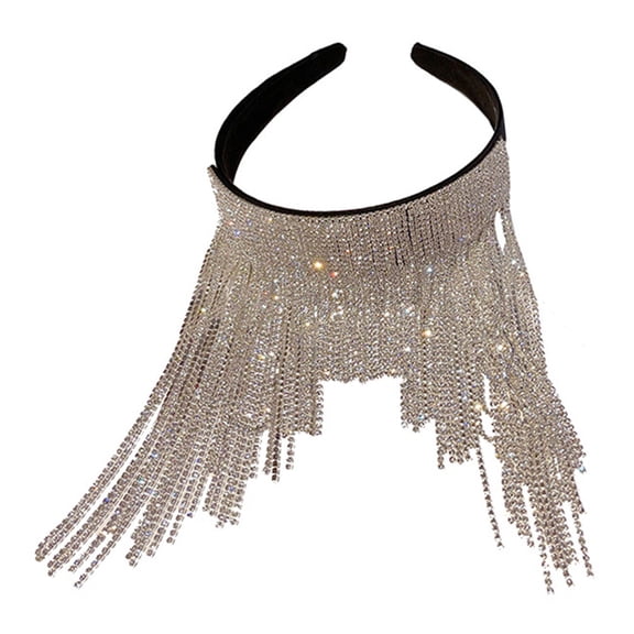 DEEPCRAFF Stylish Silver Rhinestone Hairband Comfortable Velvet Head Adornment