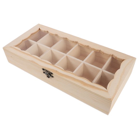 DEEPCRAFF Wooden Specimen Display Case with Lid, Rock Collection Storage Box for Crystals, Minerals, and