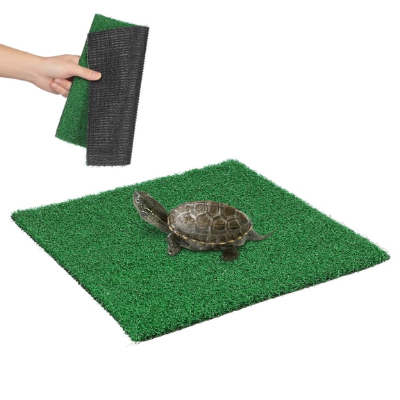 DEEPCRAFF Fake Grass Turf Patch with Ramp for Turtle Terrarium and Aquarium