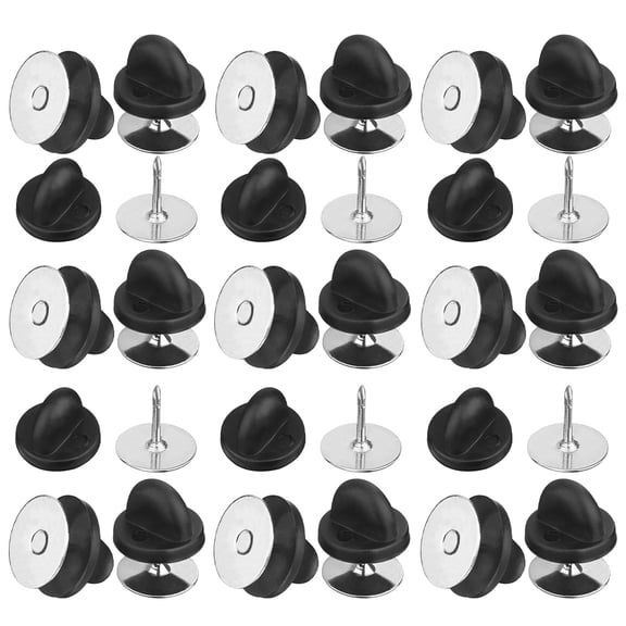 DEEPCRAFF Black PVC Rubber Pin Backs with Strong Grip for Lapel Pins, Tie Tacks, Badges and More