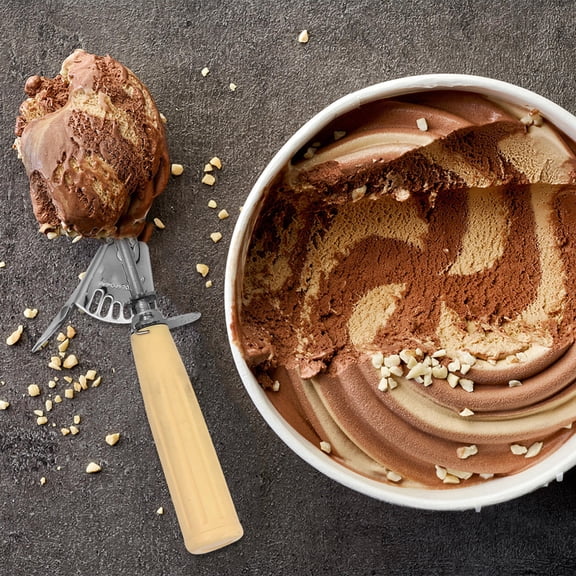 DEEPCRAFF 1Pc Beige Ice Cream Scoop for Kitchen Lightweight Fruit Baller with Ergonomic Comfortable Grip