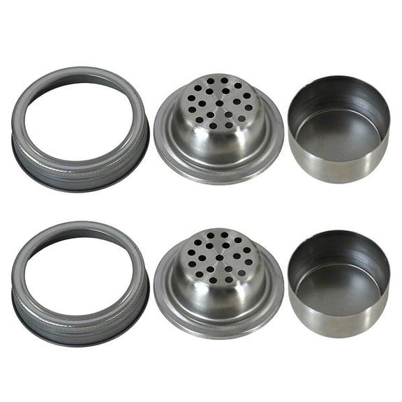 DEEPCRAFF Stainless Steel Lids 2Pcs for Mason Jar 11.8X11.8X1.6In Round Silver for Spice Dispensing