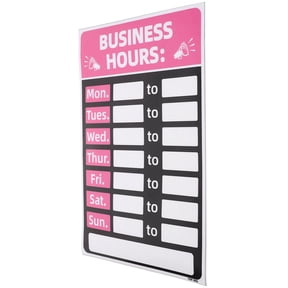 DEEPCRAFF Business Hours Sign with Removable Self Adhesive Pink Sticker for Glass Door Decor