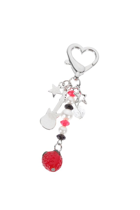 Assorted Color Strawberry Guitar Keychain Pendant Bag and Backpack Hanging Decor