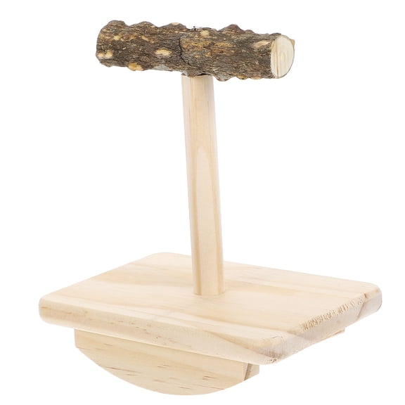 DEEPCRAFF Sturdy Wooden Bird Perch Stand Khaki Rocking Platform for Parrot Training Use