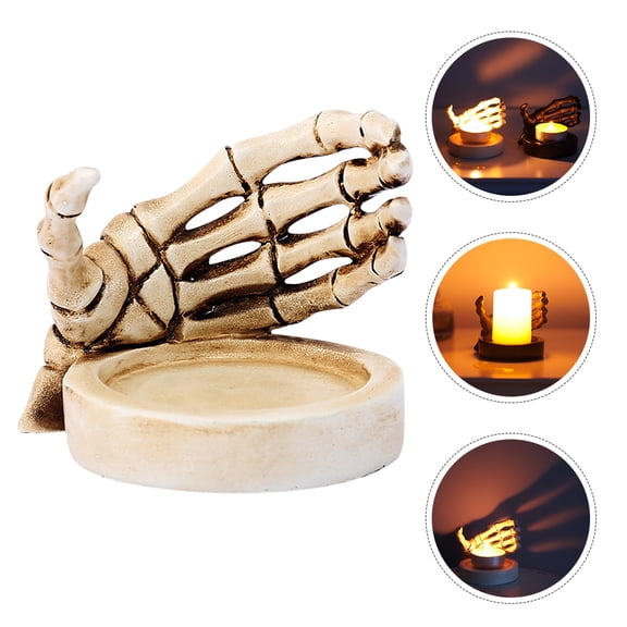 DEEPCRAFF Resin Skeleton Hand Candlestick Holder Decor Spooky Candle Stand for Home
