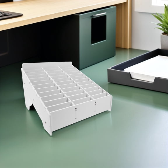 DEEPCRAFF White Wooden Cell Phone Storage Rack for Home Desktop Phone Management