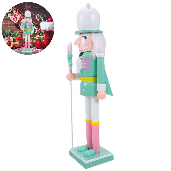 DEEPCRAFF Unique Green Wooden Nutcracker Soldier Figure for Christmas Table and Shelf Decor