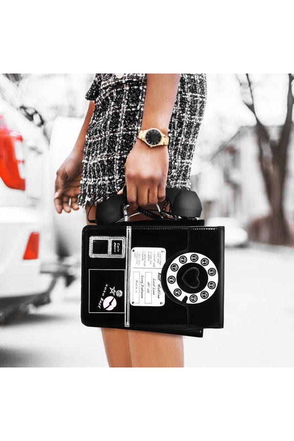 Stylish Black Phone Shaped PU Shoulder Bag with Spacious Crossbody Design