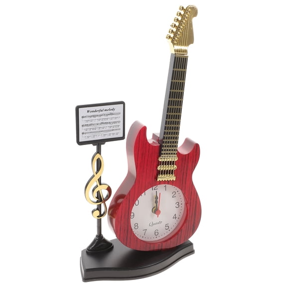 DEEPCRAFF Vintage Red Decorative Clock in Musical Instrument Shape for Office and Restaurant Decor