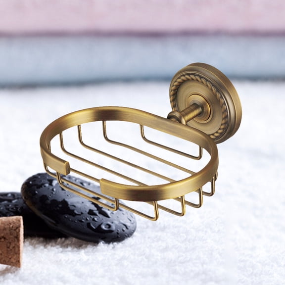 DEEPCRAFF Corrosion-Resistant Golden Soap Basket, Solid Brass, Easy Installation