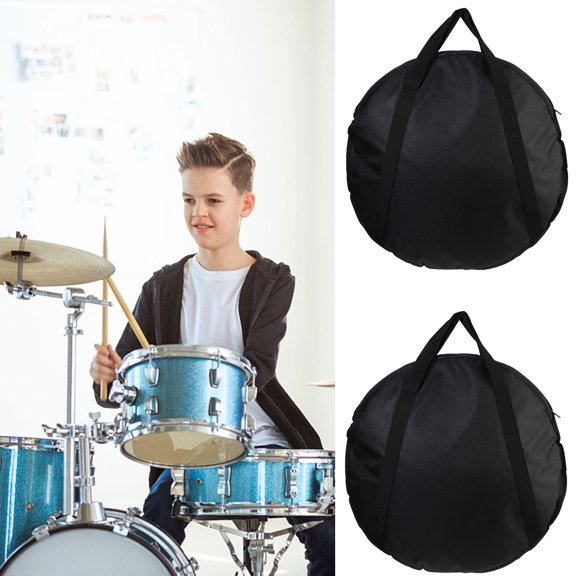 DEEPCRAFF Wear Resistant Black Cymbal Storage Bag with Oxford Material and Inner Pouch
