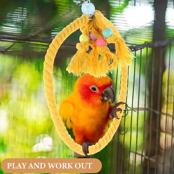 DEEPCRAFF Parakeet Rope Perch Swing for Bird Cage Yellow Durable Wear Resistant Cage Accessory
