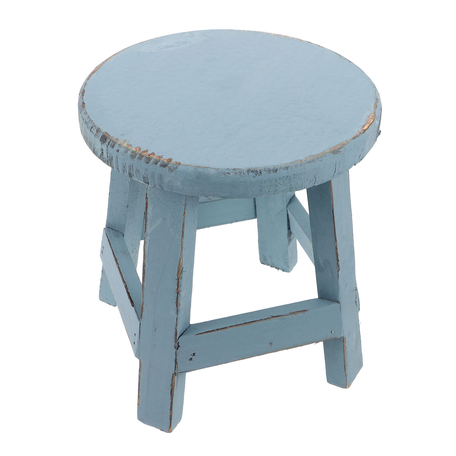 DEEPCRAFF Sky Blue Small Wooden Decorative Garden Stool Multipurpose Outdoor Plant Pot Holder