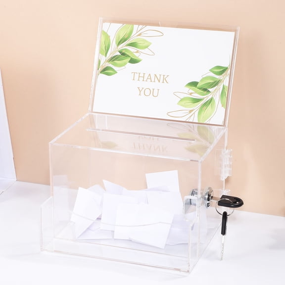 DEEPCRAFF White Acrylic Donation Box Lockable for Voting Suggestion and Fundraising Use