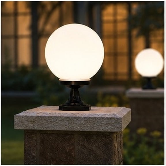 DEEPCRAFF White Acrylic Globe Lamp Cover for Outdoor Post Lights Lightweight Waterproof Design