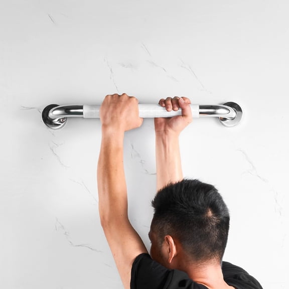 DEEPCRAFF Non Slip White Bathroom Grab Bar Safety Handrail with Multi Functional Armrest Design