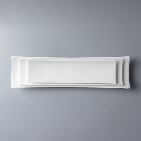 DEEPCRAFF White Ceramic Fish Plate Practical Serving Dish Corrosion Resistant Kitchen Tableware