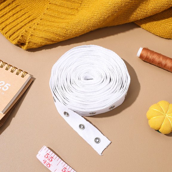 DEEPCRAFF White Cotton Snap Button Tape Sewing Fastener for Fabric 5 Yards