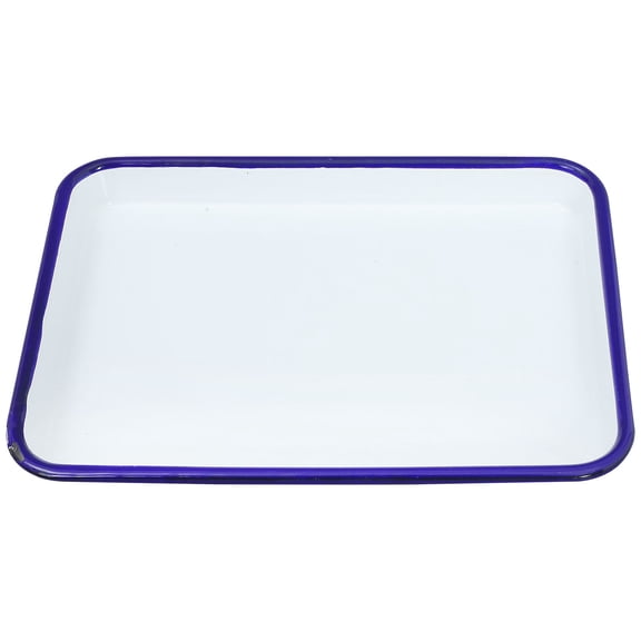 DEEPCRAFF White Enamel Bread Tray Rectangular Platter for Kitchen Use and Entertaining Guests