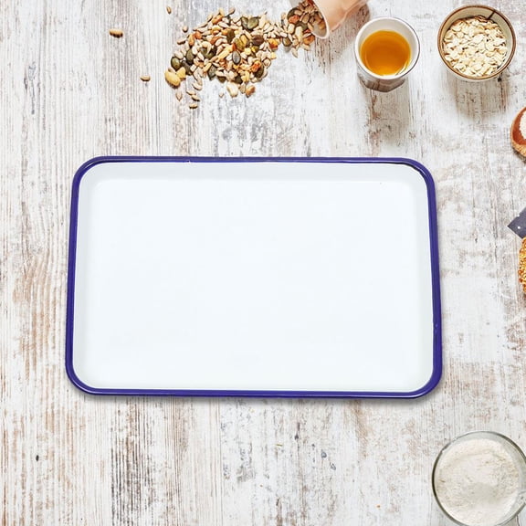 DEEPCRAFF White Enamel Oven Pan Non Stick Scratch Resistant Baking Tray for Pizza and Pie