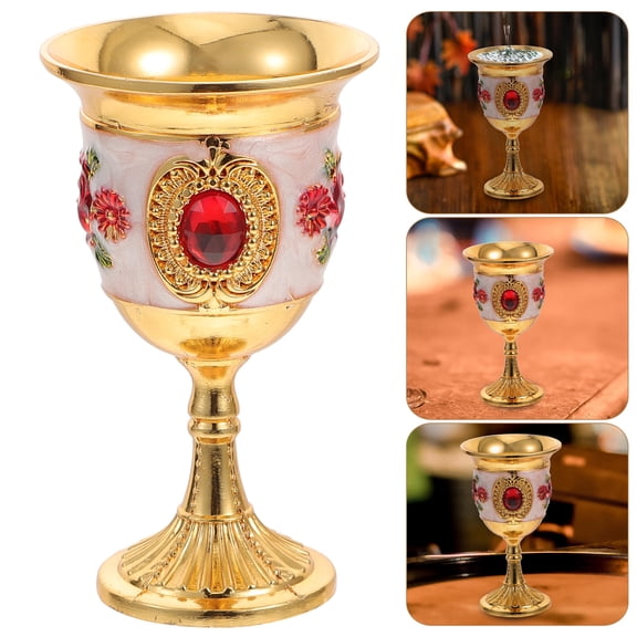 DEEPCRAFF White European Style Small Goblet Decorative Drinking Cup for Home Bar and Beverage Enjoyment