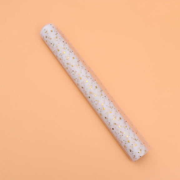 DEEPCRAFF White Floral Wrapping Material with Star and Moon Design, Gauze Fabric for Bouquet and Packaging