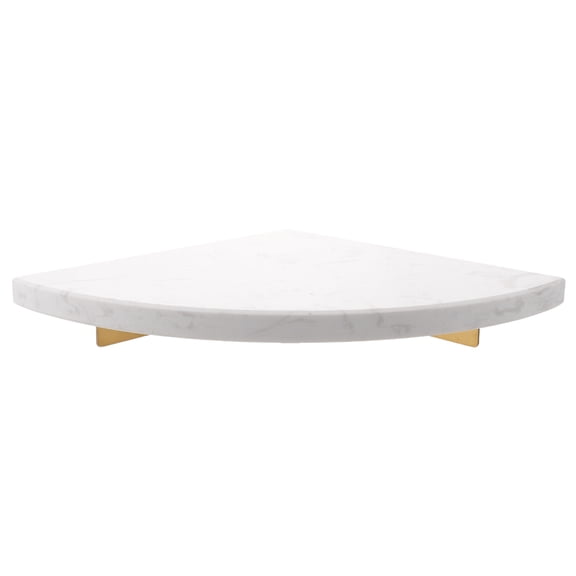 DEEPCRAFF White Marble Three Tier Triangle Floating Corner Shelf for Bathrooms