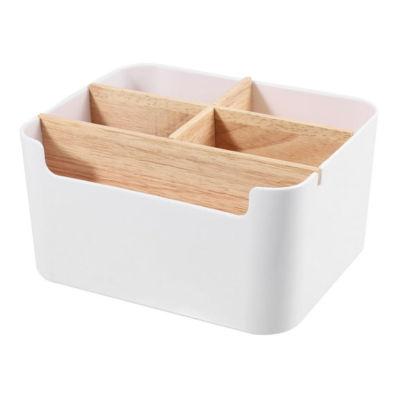DEEPCRAFF Multipurpose White Table Organizer Plastic Wood for Cosmetics and Phone