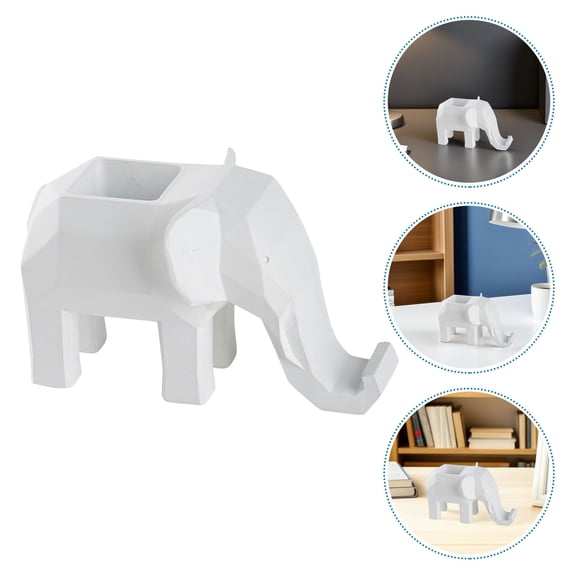 DEEPCRAFF Resin Elephant Shape Desk Organizer with Phone Holder for Stylish Workspace