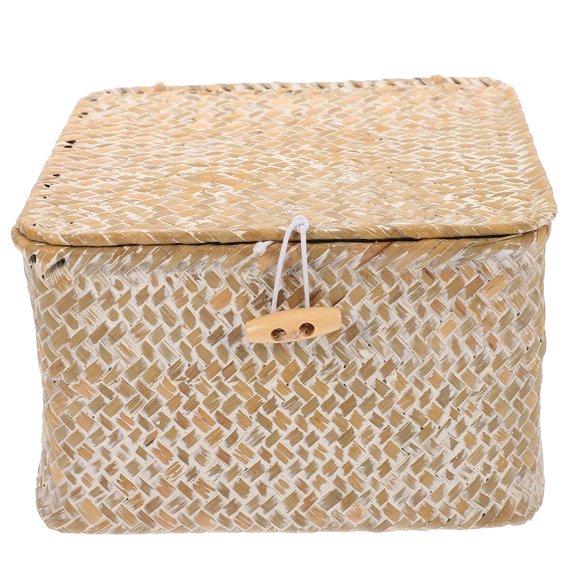 DEEPCRAFF White Bamboo Woven Storage Box for Organizing and Decorating
