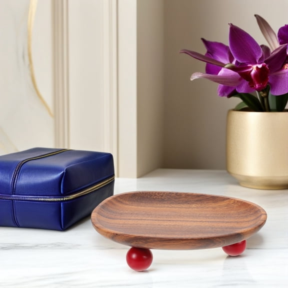 DEEPCRAFF Wood Key Tray for Entryway Table, Elegant Jewelry Dish Organizer