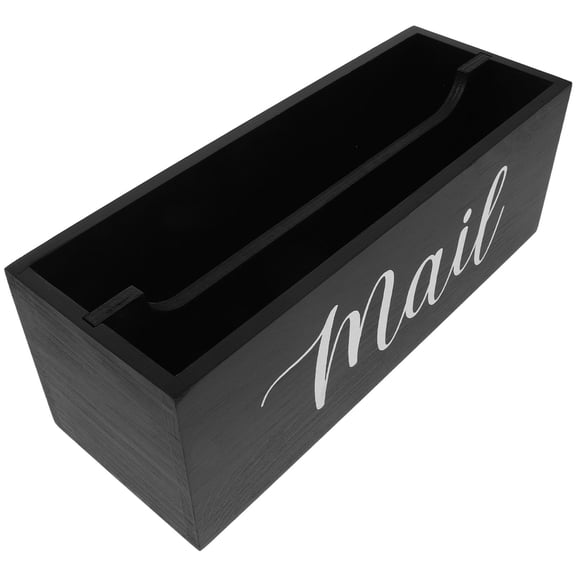 DEEPCRAFF Wood Desk Organizer Black Natural Wood Mail Holder for Office Paper Bills and Stationery Storage
