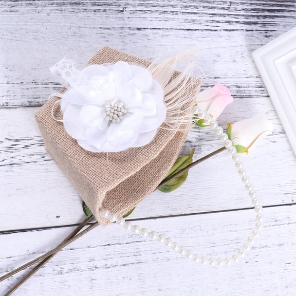 DEEPCRAFF Burlap Flower Basket Set in Khaki - Rustic Decorative Storage Container for Home, Garden, and Craft Use