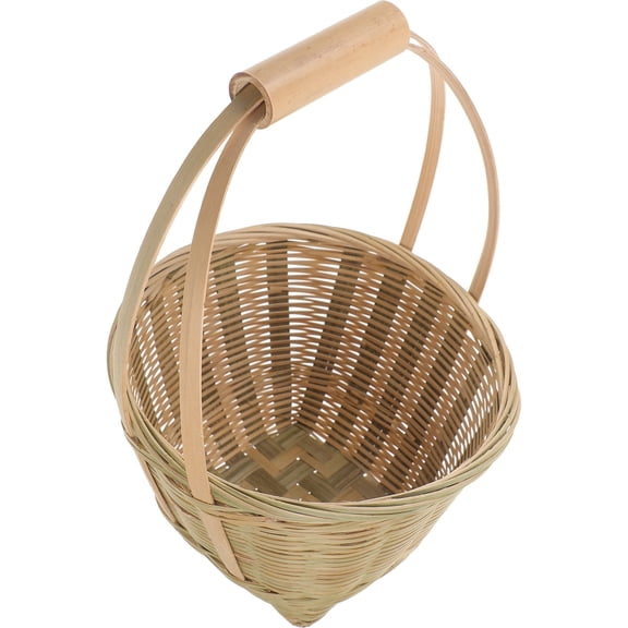 DEEPCRAFF Handwoven Bamboo Woven Basket with Handle for Storage Fruit Egg Bread Kitchen Use