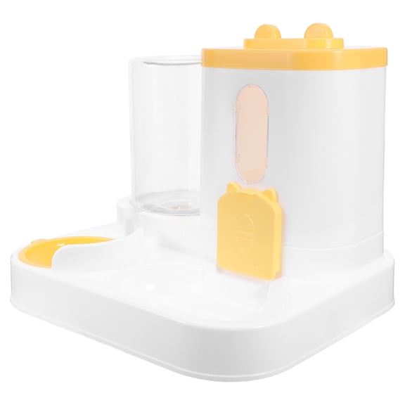 DEEPCRAFF Yellow Automatic Pet Feeder and Water Dispenser for Dogs and Cats with Auto Water Refill