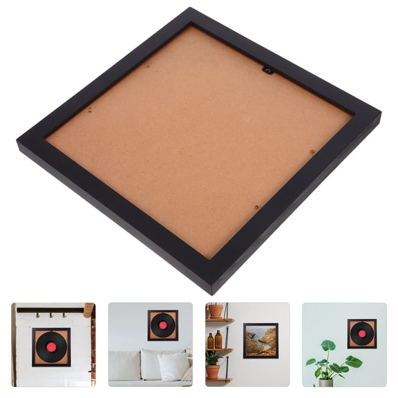 DEEPCRAFF Wood Vinyl Record Frame Black for Wall Mounted Album Cover Display