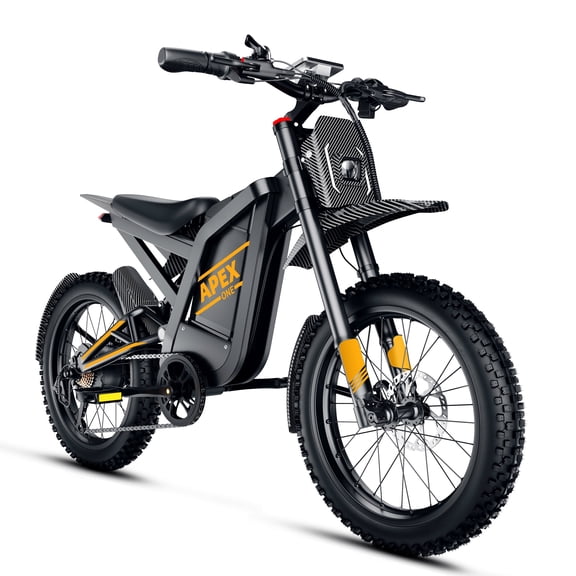 APEX Electric Dirt Bike for Adults, 3000W Peak Mid-Drive Motor, 40MPH Electric Motorcycle, 48V 32Ah Removable Battery, Up to 80 Miles Range, 25" x 4.0" Fat Tires, Dual Suspension, Hydraulic Disc Brak