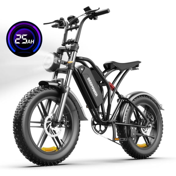 DEEPOWER S20 Electric Bike for Adults, 1500W Peak Motor, Up to 32MPH, 48V 25AH Removable Battery, 20'' Fat Tire Ebike, Long Range All-Terrain Electric Dirt Bike