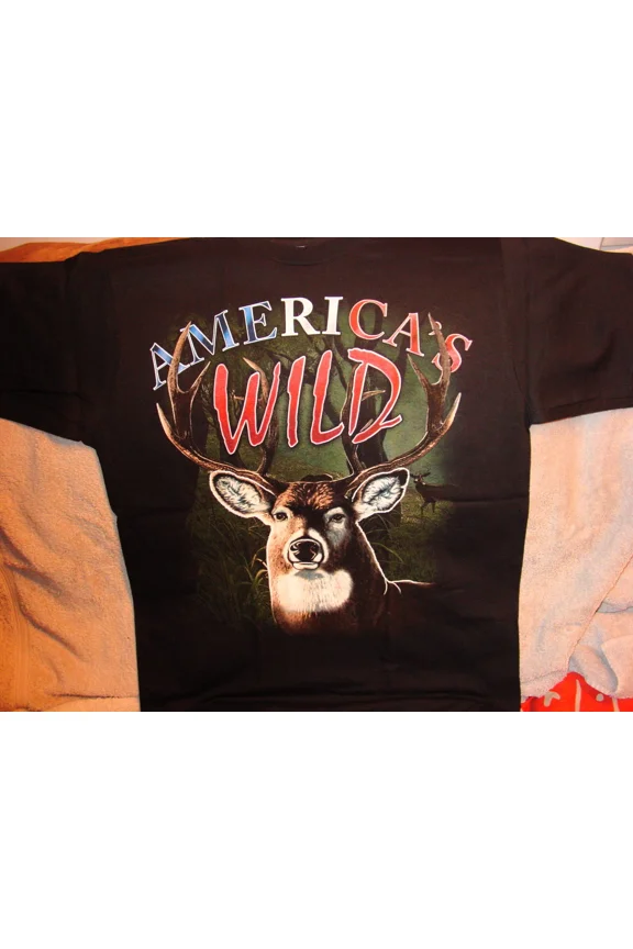DEER AMERICA'S WILD OUTDOOR HUNT HUNTING T-SHIRT #2