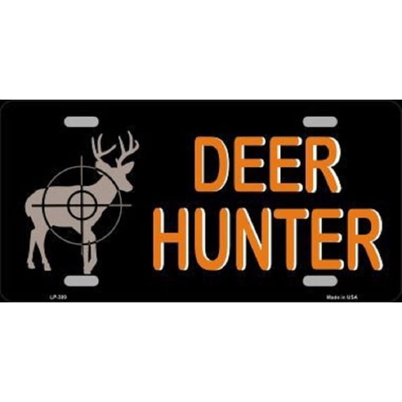 DEER HUNTER METAL NOVELTY LICENSE PLATE TAG - Aluminum ( 12 inch x 6 inch )