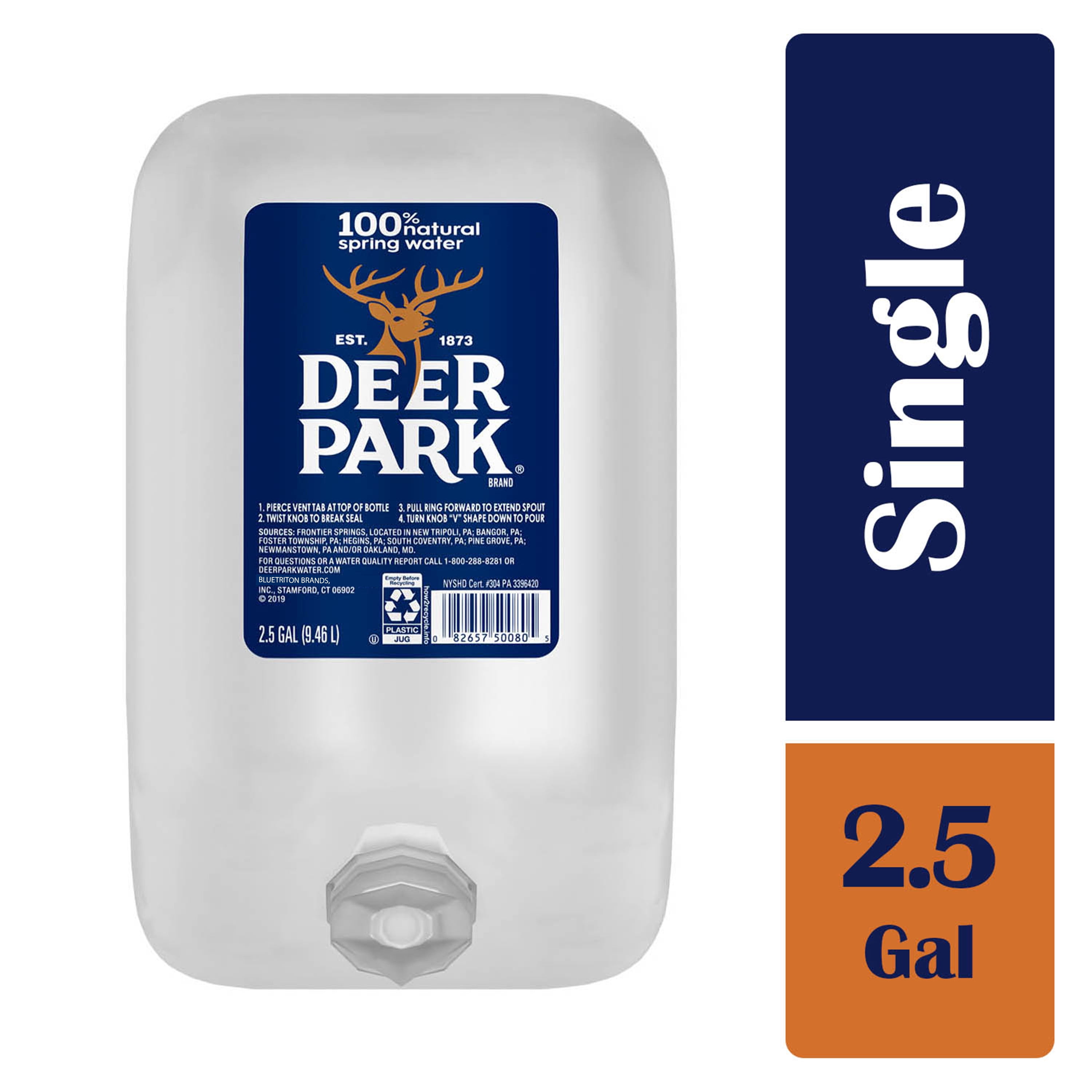 DEER PARK Brand 100% Natural Spring Water, 2.5-gallon jug