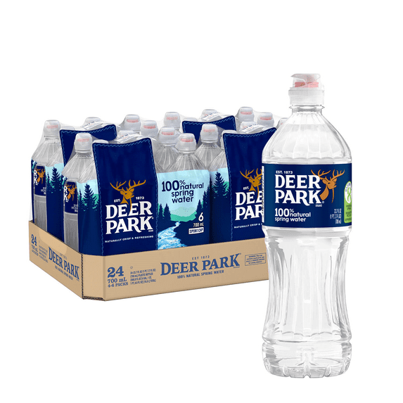 Deer Park Spring Water, Sport Cap, 23.7 fl oz, 24-Pack Plastic Bottles