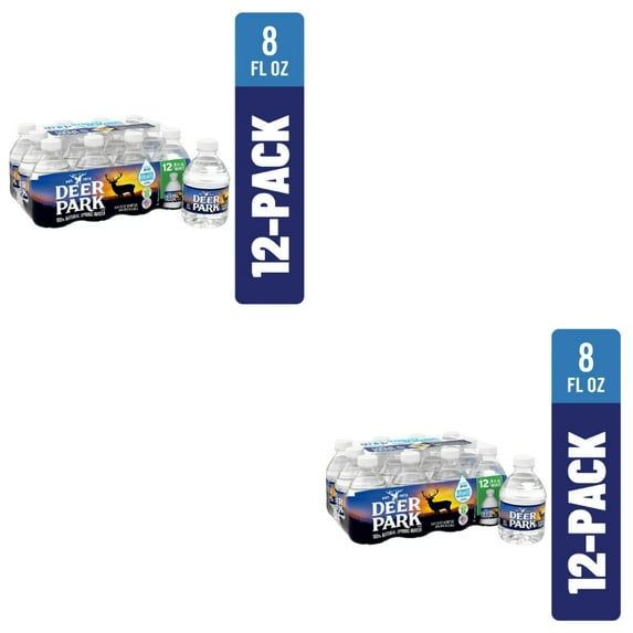 DEER PARK Brand 100% Natural Spring Water, 8-ounce mini plastic bottles (Pack of 12), 2 Count
