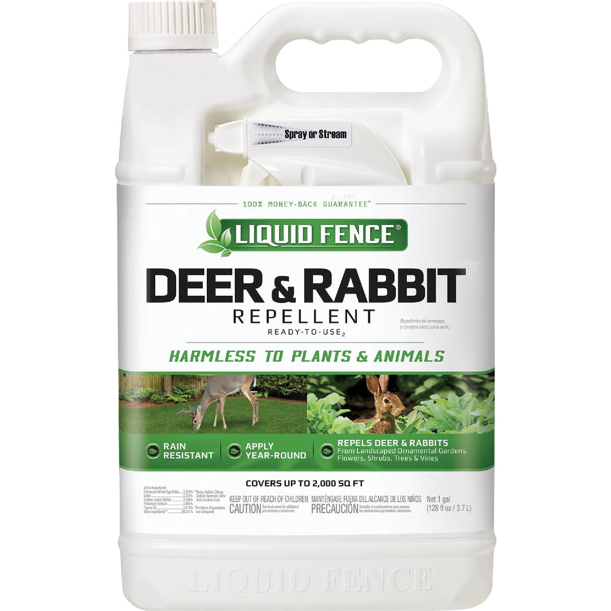 Liquid Fence Deer And Rabbit Repellent - Ready-To-Use, Garlic Scent - 1 Gal — Residential Use, Standard Application