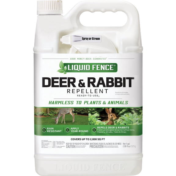 Liquid Fence Deer And Rabbit Repellent - Ready-To-Use, Garlic Scent - 1 Gal  Residential Use, Standard Application