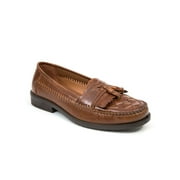 DEER STAGS Mens Brown Tasseled Herman Round Toe Block Heel Slip On Loafers Shoes 10.5 W